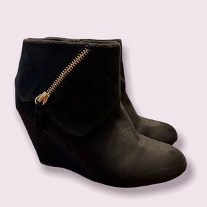 Black wedge booties
